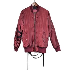 STAMPD | Strapped Bomber Jacket in Burgundy ~ Size Medium